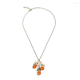 Pendant Necklaces Famous European And American Designers With Fresh Flowers Oranges Pearls Plant Elements.