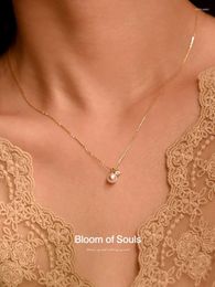 Pendants Natural Light Luxury Exquisite Single Freshwater Pearl S925 Sterling Silver Simple French Collarbone Chain