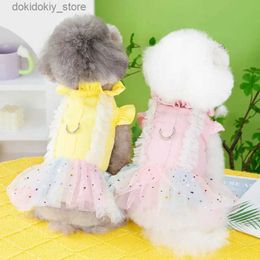 Dog Apparel Pet Clothin New Arrival Summer Cat and Do Pet Clothin Star Pink Yellow Colourful auze Skirt Princess Dress L49