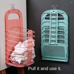 Laundry Bags Durable Hamper Plastic Folding Fold Basket Wall Hanging Portable Storage Bathroom