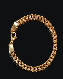 Mens Gold Bracelets Hip Hop Jeweley Gold Silver Plated Cuban Link 316L Stainless Steel Mens Bracelets2170350