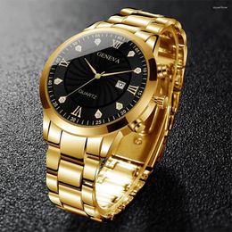 Wristwatches Gold Watch For Men Ultra-thin Sports Mens Roman Scale Luxury Clock Male Business Quartz Wristwatch Relogio Masculino