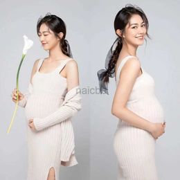 Maternity Dresses Maternity Dress for Women Pregnant Dresses Photography Casual Long Sleeve Solid Color Sexy Tight Jersey Dress Clothes Vestidos 240412