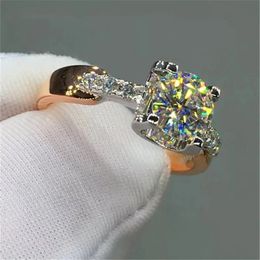 18K Rose Gold Plated 1 Brilliant Cut Diamond Test Past D Color Cow Head Ring Silver 925 Original Gemstone Rings240412