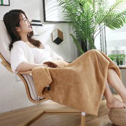 Blankets Heated Electric Blanket Usb Plush Soft Winter Warm Shawl Office Sofa Bed Home Constant Temperature Washable Dormitory
