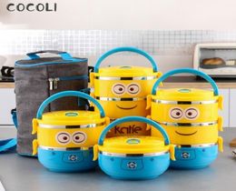 Cartoon Minion Stainless Steel Lunchbox for Kid in Boxes Thermal Bento for School Students Tableware 4D Lunch Box for Kids Y2004295141029