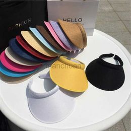 Visors Wide Brim Hats Bucket Hats New Summer Womens Casual Sun Visor Caps Straw Hats Adult Beach Top Hats girls baseball caps Summer Hat Outdoor 24412