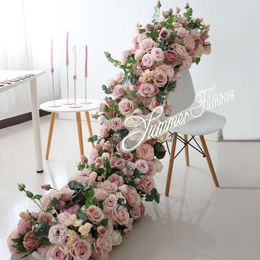 200cm Luxury Rose Artificial Flower Row Table Centrepiece Wedding Flowers Backdrop Wall Arches Decor Party Stage Runners Florals