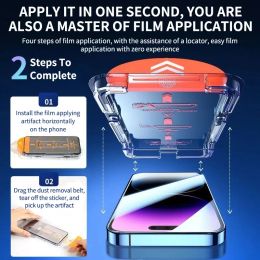 8K High End Tempered Glass For IPhone 15 14 13 12 11 Pro Max XS Max XR 14 Plus Screen Protector With Alignment Mounting Cover