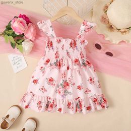 Girl's Dresses Children Girl Summer Floral Dress Fashion Sleeveless Dresses Beach Vacation Lovely Princess Clothing for Kids Girl 1-6 Years Y240412