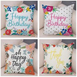 Pillow Nordic Style Cover Decor Plant Floral Print Pillowcase Flower Be Happy Soft Plush Case For Sofa Home Car 45x45cm