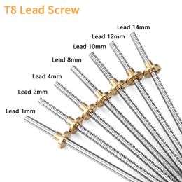 3D Printers Parts T8 Lead Screw 100mm 150mm 250mm 300mm 330mm 350mm lead screw 8mm Trapezoidal Screws Copper Nuts Leadscrew Part