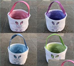 Other Festive Party plies Lovely Canvas Bucket Bag Diy Handmade Rabbit Pattern Easter Gift Candy Hand Basket Mticolor Holiday Dhuzp4961444