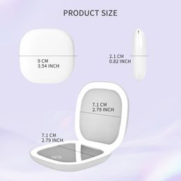 Led Compact MINI Makeup Mirror With Light 5X Magnifying Small Pocket Portable Travel White Foldable Cosmetic Vanity Mirrors