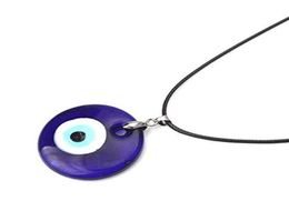 Turkey Blue Evil Eyes Pendant Necklaces Alloy Chain Rock Amulet Jewelry Leather Chains Handmade Enamel EvilEye Necklace6994570