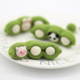 New Poke Wool Felt Handmade DIY Doll Cute Peas Pig Rabbit Panda Material Kit Plush Toy Children Best Birthday Gifts Non-Finished