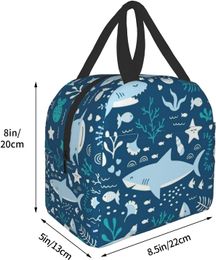 Insulated Lunch Bag for Work School Picnic Blue Cute Shark Cooler Lunch Box Containers for Adults Thermal Tote Portable Reusable