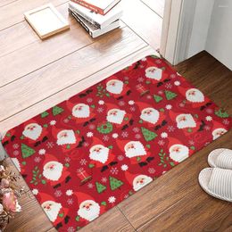 Carpets Non-slip Doormat Happy Merry Christmas Santa Carpet Bath Kitchen Mat Welcome Home Pattern