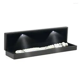 Gift Wrap Pearl Necklace Packaging Box Jewelry With Light Storage Long Chain Led