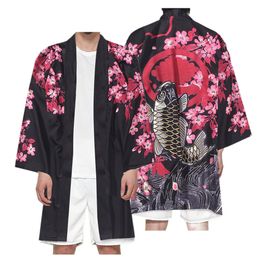 Japanese Fox Samurai Print White Kimono Streetwear Cardigan Beach Yukata Men Women Cosplay Haori Harajuku Tops Asian Clothing