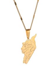 Stainless Steel Syria Map Flag Pendant Necklaces Fashion Syrians Map Chain Jewelry1366653