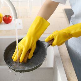 2 Pair of Yellow Rubber Gloves Wash Dishes Waterproof Latex Rubber Laundry Cleaning Cleaning Thick and Durable