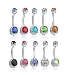 Stainless Steel Navel Stud Bell Button Rings Zircons Belly Ring Body Piercing Jewelry 12 Colours 12pcslot7988972