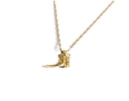 Pendant Necklaces COWBOY BOOT Western Boots Necklace 14K Gold Brass Mushroom Abstract Face Whole Aesthetic Gothic6262763
