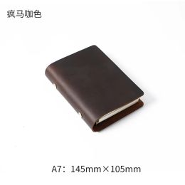 Notebooks AIGUONIU Genuine Leather Handmade A7 Size Ring Planner Vintage Unisex Notebook With 6hole Binder Sketchbook Notepad Wholesale
