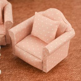 Pink Dots/Floral Patterns Dollhouse Sofa 1:12 Scale Miniature Furniture Doll House Decor Mini Furniture Model Dolls Accessories