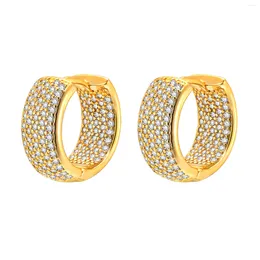 Hoop Earrings Zirconia For Women Geometric Round Huggie Hinged Jewelry Hypoallergenic