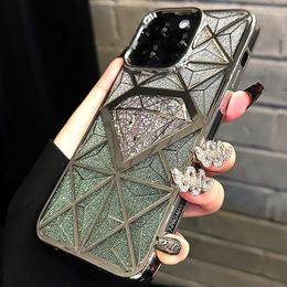 Glitter Diamond Plating Phone Case for iPhone 15 14 13 Pro Max 12 11 Bling Gradient Color Soft TPU Cover for iPhone 15Pro 14Pro