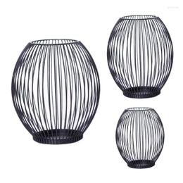 Candle Holders Wire Lanterns Decorative Black Metal Oval Vintage Stand For Indoor Outdoor Events Parties