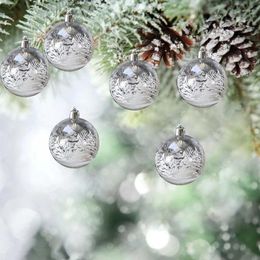 Decorative Figurines 6pcs White Snow Ball Christmas Ornaments Hanging Tree Decorations Clear Baubles Balls Xmas