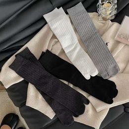 Socks & Hosiery Vertical Striped Solid Color Boneless Split Toe Socks, Autumn Winter Gray Children's Mid Length Tabi Shoes, Women's Matching
