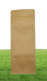 100 Pieceslot 5 Sizes Stand Up Kraft Paper Food Bags Doypack Zip lock Brown Storage Paper Bag Clear Window Bulk Food Package Bags6896362