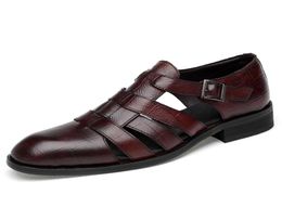 Italian style Fashion Genuine leather sandals for men Business Dress sandals Handmade Leather shoes men sandalias Big Size 3547 Y4236645