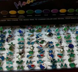 mood temperature sensing mood ring alloy cartoon open mouth mood ring mix style 100pcslot2264663