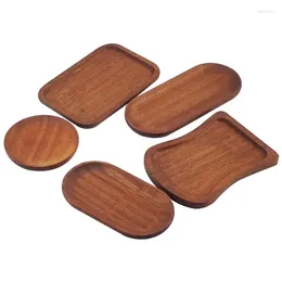 Plates Solid Wooden Snack Fruit Tray Dessert Plate Tableware Household Round Rectangle Bamboo Wood Decorative Candy Tea