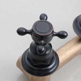 YANKSMART 3 Pcs Bathroom Faucet Double Handles Control Wall Mounted Bathtub Vessel Hot and Cold Tap Basin Sink Crane Mixer Taps