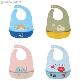 Bibs Burp Cloths Silicona Baby Food Grade Waterproof Silicone Bibs For Baby Adjustable Cute Cartoon Baby Bib Boys Toddler Feeding Stuff Y240412