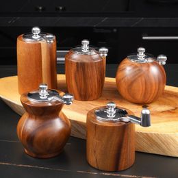 Wood Salt Pepper Mill Hand Operated Mini Ceramic Core Grinder Pepper And Salt Shakers Multipurpose Grinder BBQ Kitchen Tools