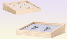 Fashion Bamboo Velvet Jewellery Display Tray Ring Box Earring Necklace Bracelet Pendant Display Organiser Jewellery Storage2104466