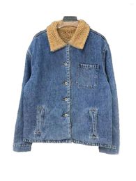 Women's Jackets Denim Jacket Short Flip Collar Cotton Material Comfortable Versatile 2024 Winter 1016