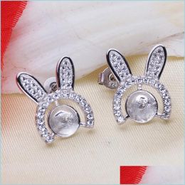 Jewellery Settings 925 Sier Pearl Earrings Setting Zircon Rabbit Stud Earring Mounting Blank Diy Gift For Female Drop Delivery Dhsu9