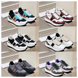 New Luxury Multi material patchwork of cowhide with contrasting colors men thick soled lace up black sports fashionable and versatile casual shoes