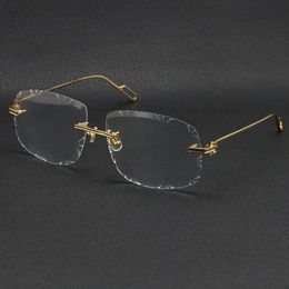 2024 vendendo uomini donne senza piede occhiali da sole in metallo oro telaio Lunettes Lunettes Fashion Classics Glasses Eyegli di alta qualità incornicia