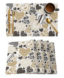 Table Mats 4/6 Pcs Valentine'S Day Love Texture Kitchen Placemat Dining Decor Mat Home Coffee Tea Pad Cup