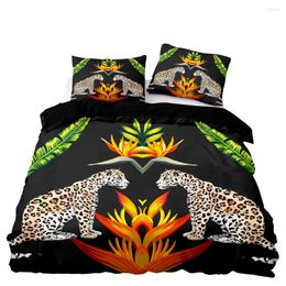 Bedding Sets Latin Style Duvet Cover Quality Set With Pillowcase Tropical Flowers Leopard For Double Twin Size