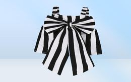 kids designer clothes 2019 Summer Baby Girls Outfits Girls Sets Plaid Clothing Shoulderstraps Bow Stripe Top Long Pants Child Out6817746
